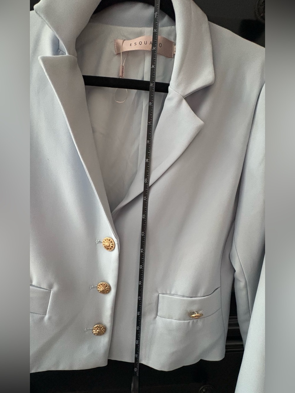 ESQUALO Pale Blue Cropped Blazer with Gold Buttons - Picture 7 of 13